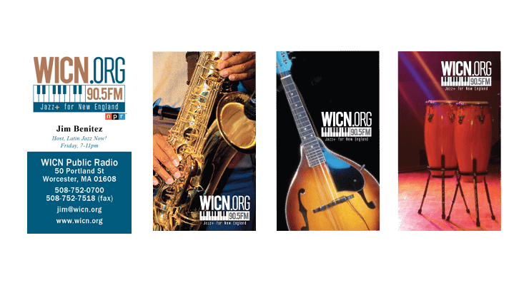 business card designs for WICN Public Radio